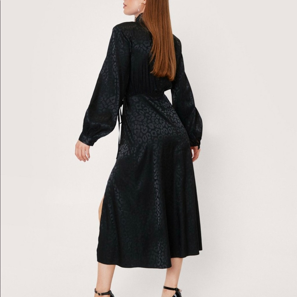 Animal Jacquard Satin High Neck Midi Dress - Picture 4 of 6